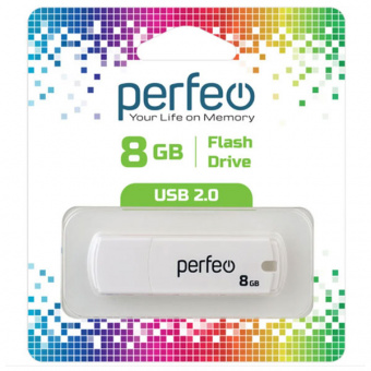 USB2.0 флеш-накопитель PERFEO 8GB C05 White (1/10)