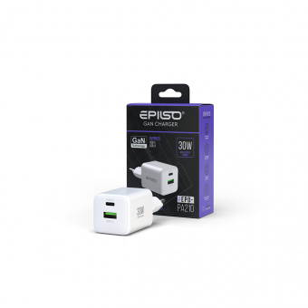 Зарядное устройство USB EPILSO EPD-PA210 30Вт GaN (USB-C, USB-A) белый (1/50)