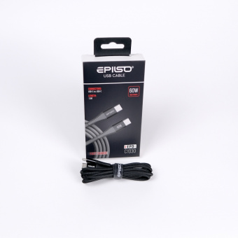 Кабель EPILSO EPD-C1030, USB-С вилка - USB-C вилка,  1.5 м, 60Вт, чёрный (1/100)