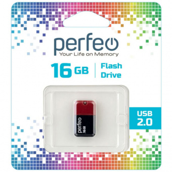 USB2.0 флеш-накопитель PERFEO 16GB M04 Red (1/10)