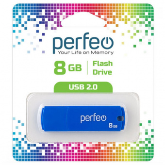 USB2.0 флеш-накопитель PERFEO 8GB C05 Blue (1/10)
