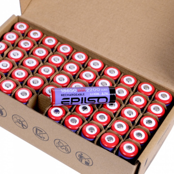 Аккумулятор EPILSO 18650 2200mAh 3.7V 1pcs/bulk без защиты (IMR,20A) высокотоковые (1/50/600)